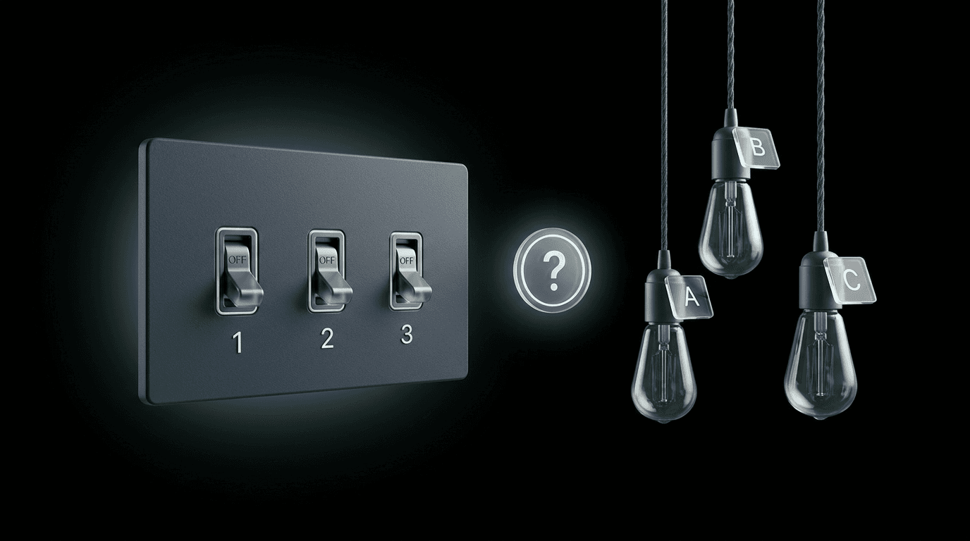 Three switches and three bulbs — puzzle illustration