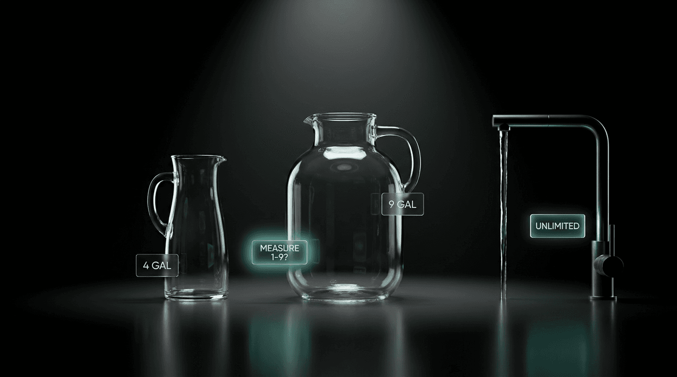 Measure any amount with two water jugs — puzzle illustration